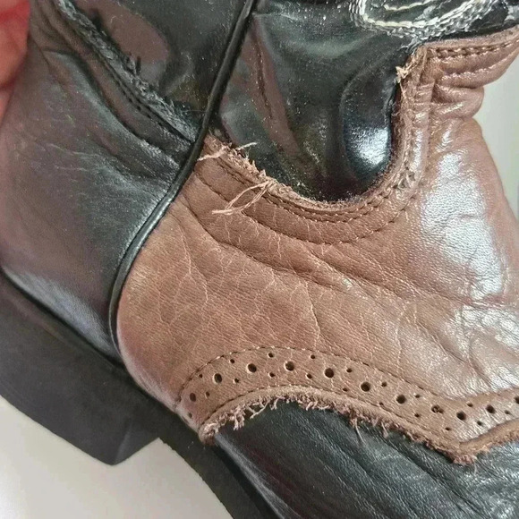 Verthali exotic black leather cowboy boots boys size 2 - Picture 3 of 15